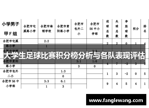 大学生足球比赛积分榜分析与各队表现评估